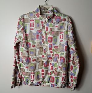 LIZ GOLF Size Small Geometric Print Half Zip Windbreaker Pullover Jacket